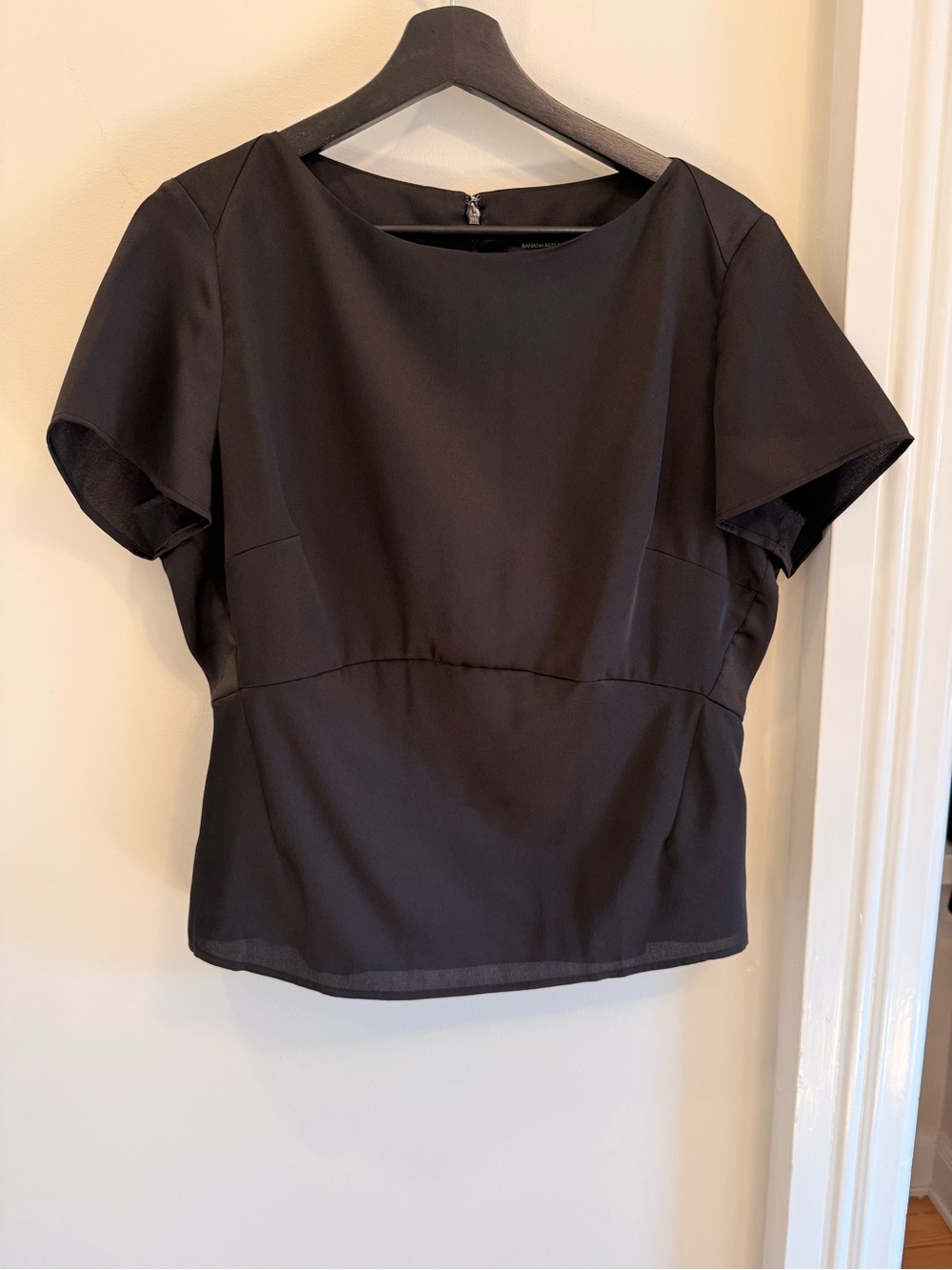 Banana Republic Black Short-Sleeve Ponte Top